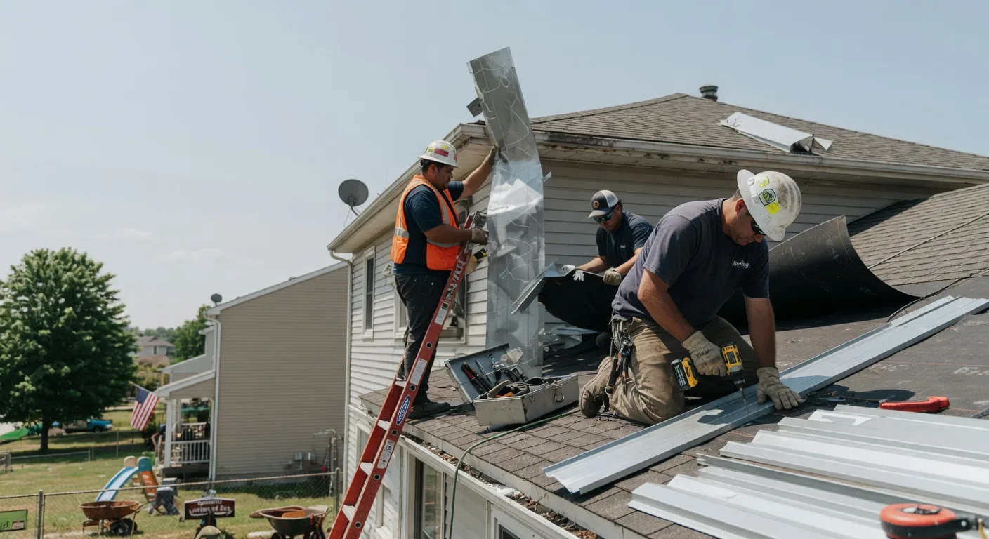 Storm Damage Metal Roof Repair in University Center, MI